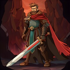 Obraz premium male fantasy warrior with sword