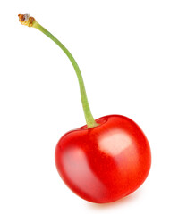 Red Cherry fruit on white background, Japanese Red highest variety of cherries isolate on white with clipping path.