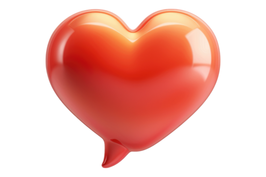 Heart shape social media speech bubble isolated on transparent background