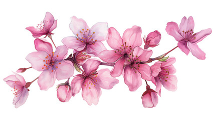 A watercolor painting of a pink flower bouquet isolated on a transparent background