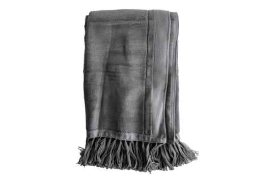 Grey turkish hmam cotton towel isolated on transparent background