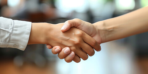 Close up of handshake in the office