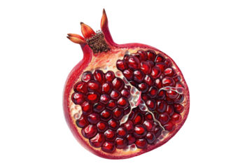 Hafl pomegranate isolated on transparent background