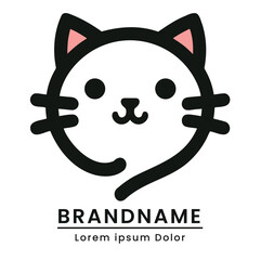cat pin location logo simple minimalist design