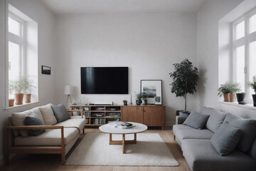 cozy scandinavian home living room interior