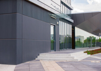 Glass facade of an office building