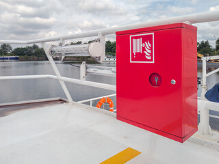 Fire cabinet on a ship
