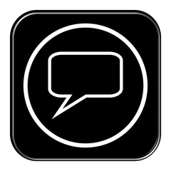 Weißes Icon auf schwarzem Button: Kommentar oder Kontakt