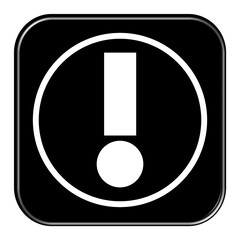 Wei&szlig;es Icon auf schwarzem Button: Ausrufezeichen als Warnung