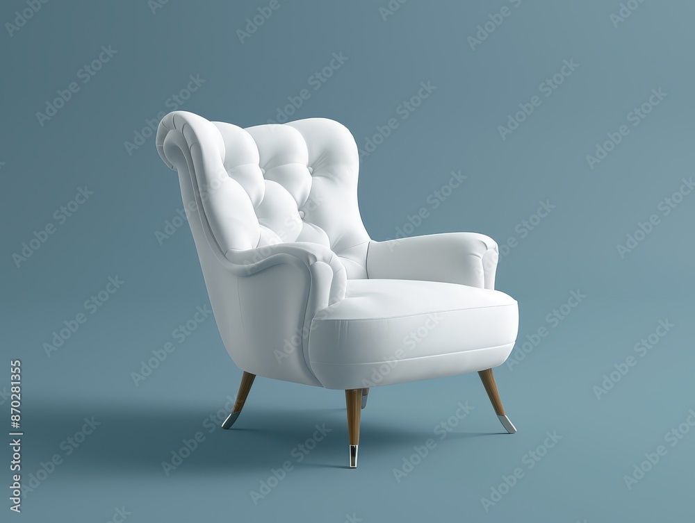 Wall mural white chair, isolated on a plain background.