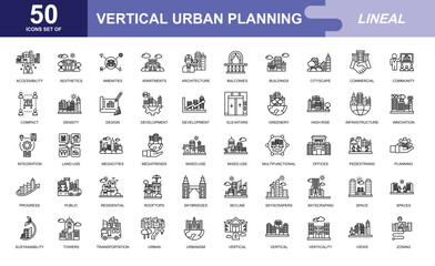 Vertical Urban Planning icon set