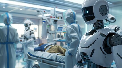 Medical Robotics in Action: Humanoid Assistants Enhancing Patient Care in High-Tech Hospital Environment