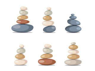 Set of balanced stones in zen composition