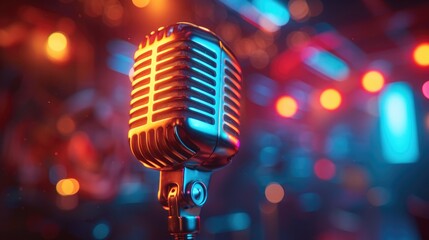 Pop Art Style Podcast Microphone in Bright Bold Colors