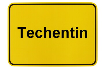 Illustration eines Ortsschildes der Gemeinde Techentin in Mecklenburg-Vorpommern