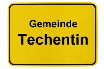 Illustration eines Ortsschildes der Gemeinde Techentin in Mecklenburg-Vorpommern