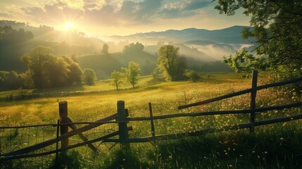 Fototapeta premium Sunrise Over the Rolling Hills