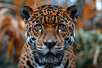 Obraz premium Captivating close-up of a strikingly patterned jaguar's coat.