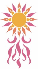 Colorful Abstract Sun Design With Radiant Flames and Vibrant Patterns