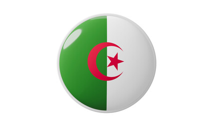 Algeria, algerian Circle flag icon . Transparent backgound. 3d rendered with alpha channel. Round shape. 	