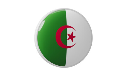 Algeria, algerian Circle flag icon . Transparent backgound. 3d rendered with alpha channel. Round shape. 	