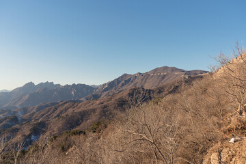 Mu tian Yu mountains on winter sunny day