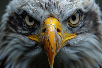 Captivating close-up of a fierce and determined eagle's gaze.