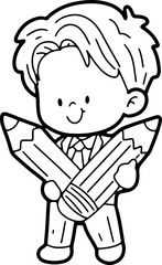 schoolchild preparing to go back to school cartoon cute hand-painted illustration