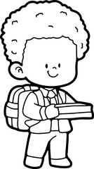 schoolchild preparing to go back to school cartoon cute hand-painted illustration