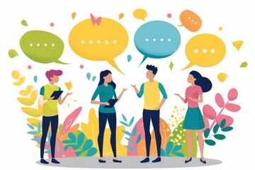 Chat, contact, communicate, online illustration background