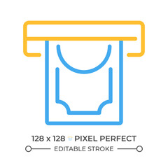 Money withdrawal two color line icon. Removing funds from ATM. Bank balance. Regular transaction bicolor outline symbol. Duotone linear pictogram. Isolated illustration. Editable stroke