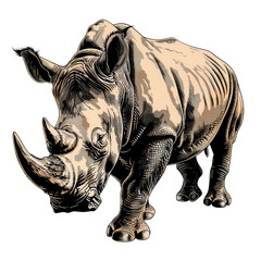 Fototapeta premium Black And White Drawing Rhino Illustration Art, Generative AI 