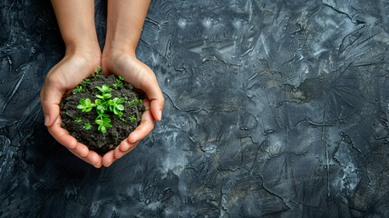 Sustainable business trends theme, top view, show eco-friendly practices in businesses, advanced tone, Split-complementary color scheme