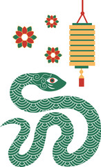 Merry Christmas postcard. Chinese New Year of the Snake