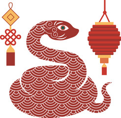 Merry Christmas postcard. Chinese New Year of the Snake