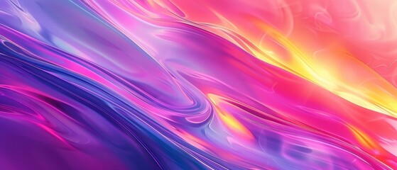 Fototapeta premium Fluid abstract waves, vibrant hues, modern background, copy space, smooth and dynamic