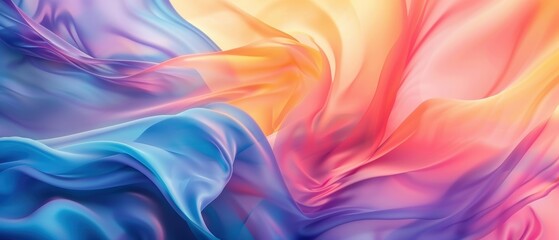 Obraz premium Fluid abstract waves, vibrant hues, modern background, copy space, smooth and dynamic