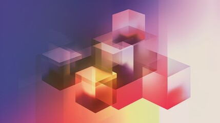 Obraz premium Colorful Geometric Abstract Artwork with Gradient Cubes