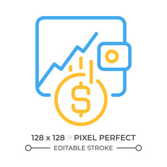 Investment two color line icon. Earning money from stocks. Financial market. Economic growth bicolor outline symbol. Duotone linear pictogram. Isolated illustration. Editable stroke