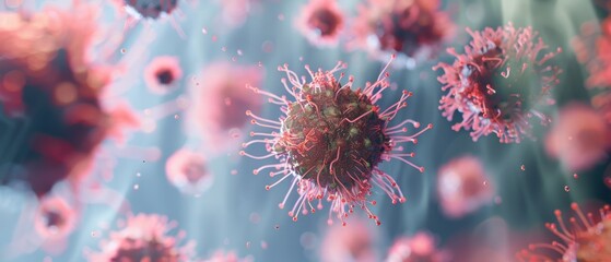 Virus transmission, airborne particles, microscopic detail, health hazard, public health concern