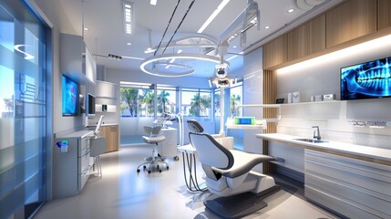 Obraz premium 3D dental scanning, advanced clinic, precise diagnostics, modern design, innovative care