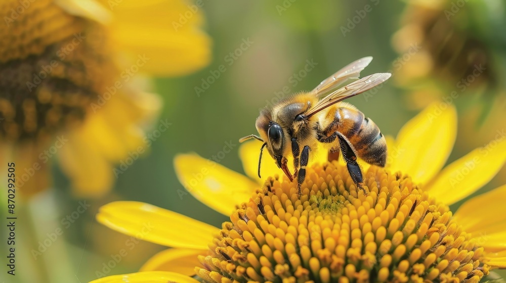 Wall mural The symbiotic relationships in nature, such as bees pollinating flowers, highlight the intricate balance of ecosystems.