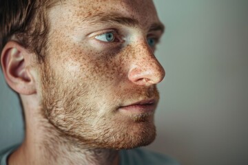 Fototapeta premium man with Allergic spots on the face. ai generative
