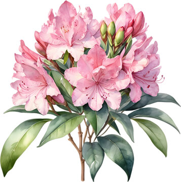 Vibrant rhododendron blossoms in digital clipart form. 