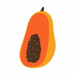 Papaya vector cartoon fruit illustration isolated on a white background.