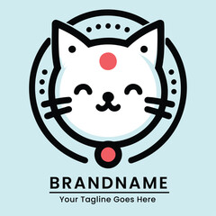 Playful and inviting cat logo with a charming expression