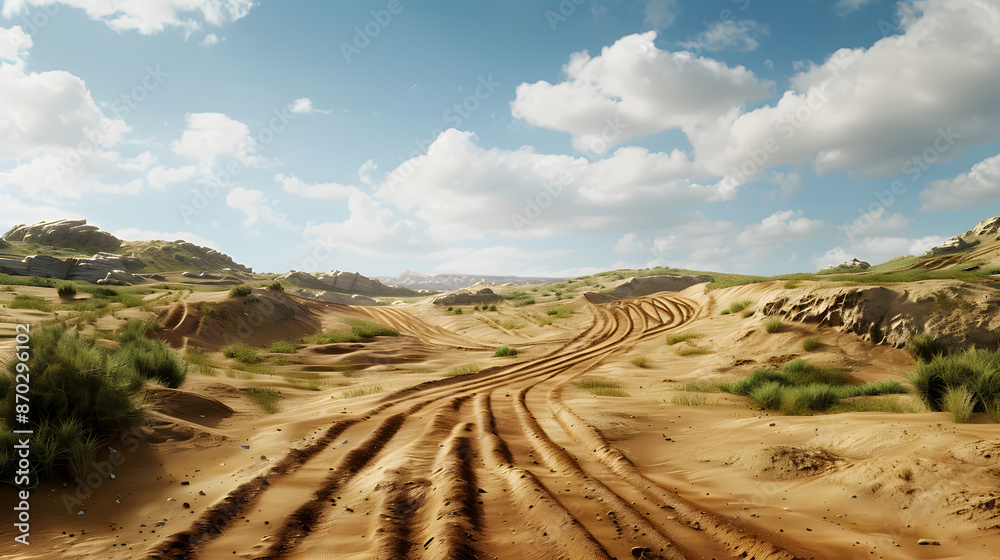 Wall mural a photorealist motocross course background but zoomed on sky in a way that we can use it for making 