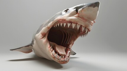 White shark marine predator big open mouth. 
