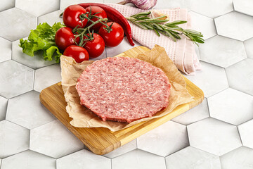 Raw beef uncooked burger cutlet