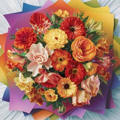 Beautiful flowers on a colored paper background